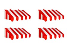   Bulk 3D Red White Striped Awning Wall Decor Set of 4  Carnival Circus Party