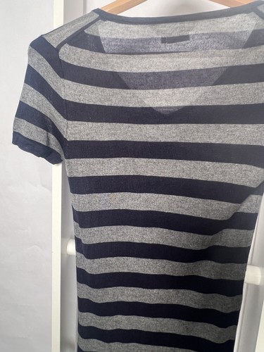BCBG Knit Dress Womens Juniors US XS Navy Gray Stripe Short Sleeve Silk Cashmere - Picture 9 of 14