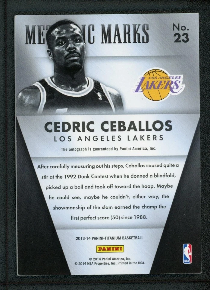2013-14 CEDRIC CEBALLOS 279/299 AUTO PANINI TITANIUM METALLIC MARKS AUTOGRAPHS - Image 2 of 2