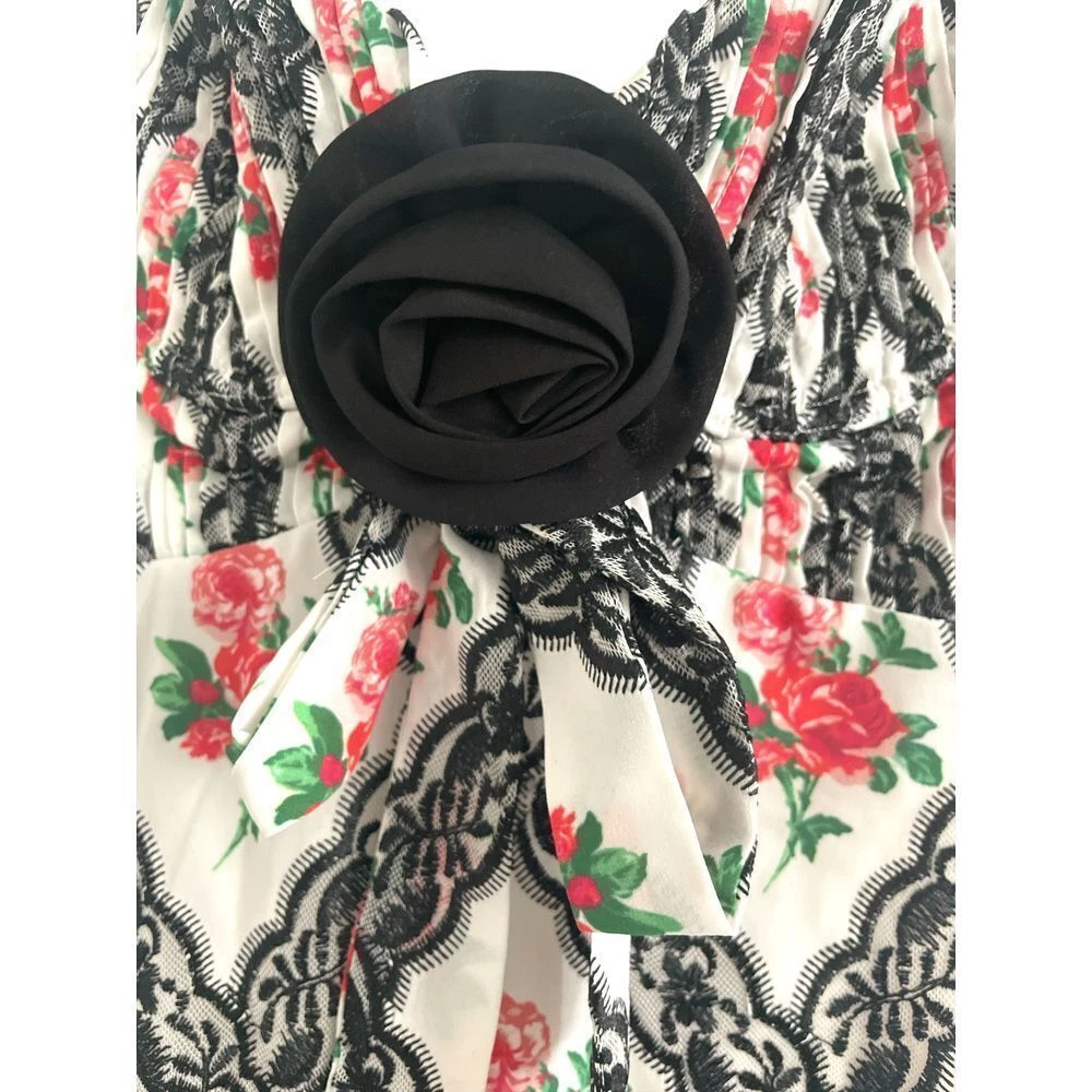 VALENTINO Mini Abito Greta Nuovo For Love and Lemons Taglia Extra Small Nero Pizzo Rose Rosse