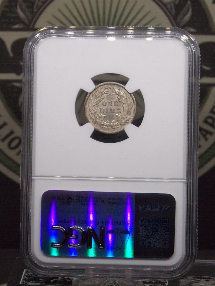 1890 "S" Seated Liberty SILVER Dime 10c NGC MS62 #018 Uncirculated ECC&C, Inc. - Image 4 of 4