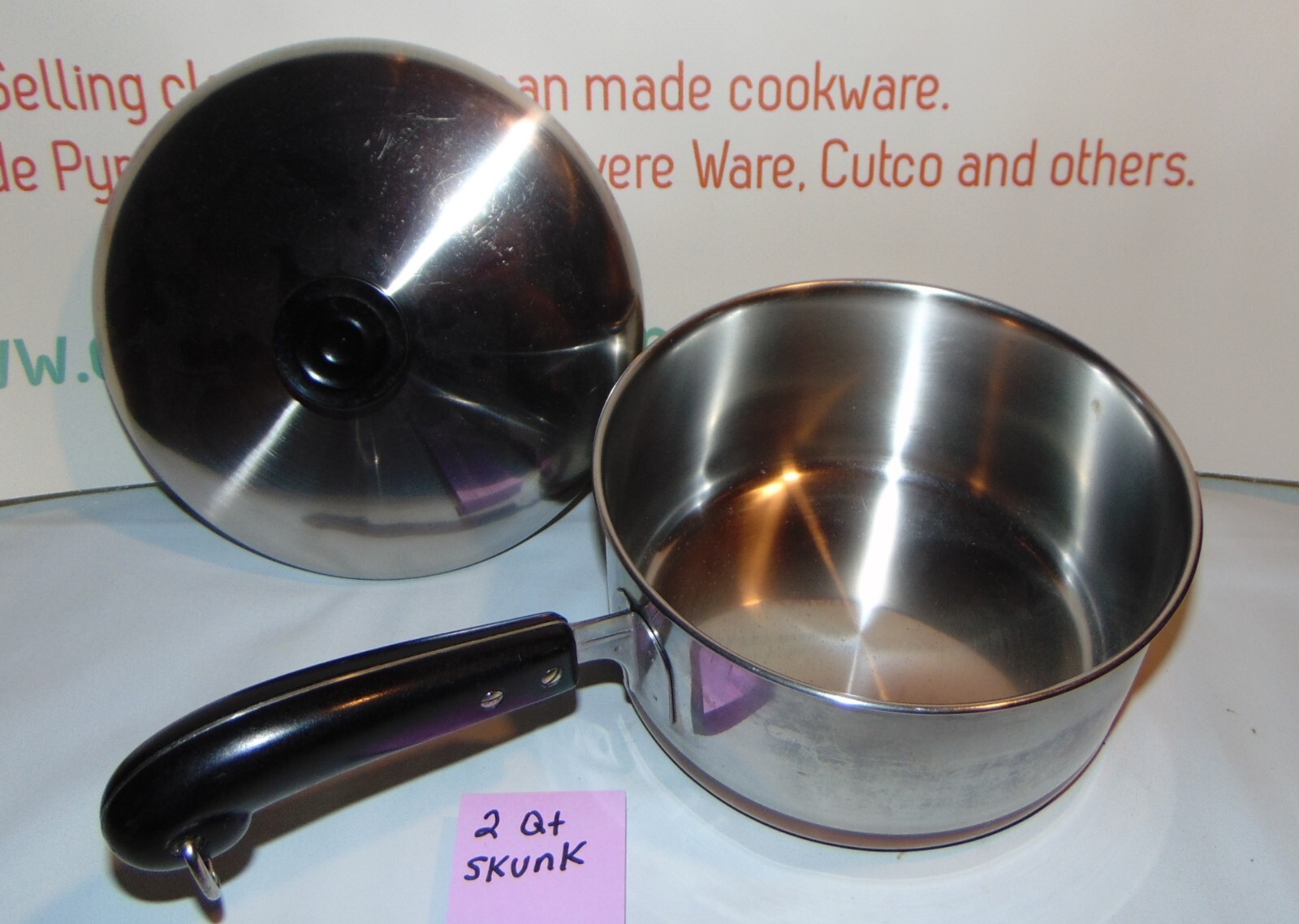 REFURBISHED EARLY Vintage Revere Ware CC 2 Qt Saucepan w/Lid SKUNK