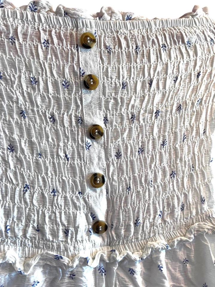 Mameluco Rue21 Blanco Azul Calado Sin Mangas Talla Grande Campesino Casa Playa Foto 2 de 4