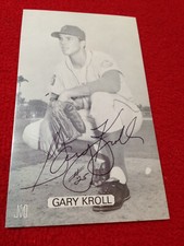Vintage Gary Kroll New York Mets Autographed Auto 3X5 B&W Photo JSA Sticker