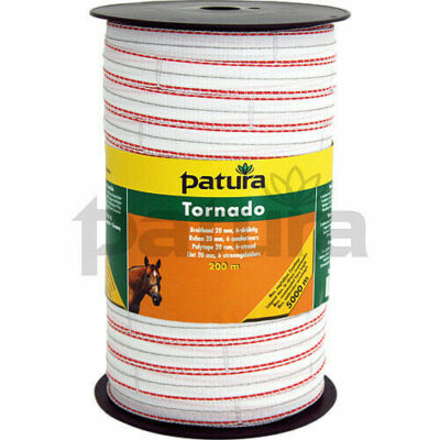 Patura Tornado Breitband 20 mm, 200 m Rolle 5 Niro 0,20mm, 1 Cu 0,30mm, weiss-or