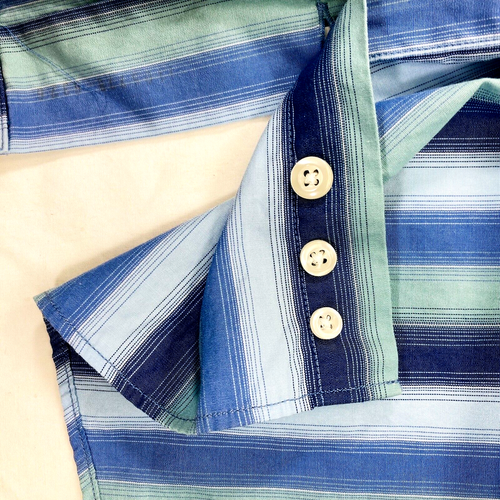 J Ferrar Shirt XL 17.5 36 37 Mens Blue Green Stripe Cotton Button Y2K Preppy - 第 12/12 張圖片