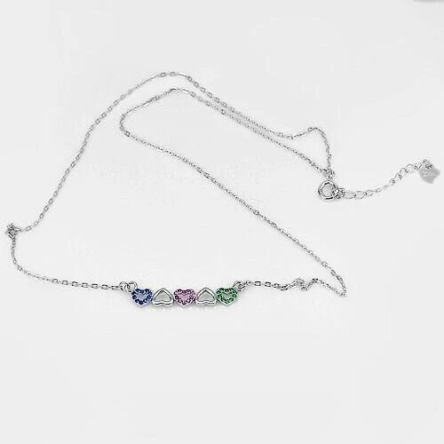Collana in argento sterling 925 con CZ placcato oro bianco, lunghezza 16 pollici - Immagine 2 di 3