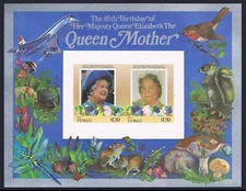 Tuvalu Nui 54-55 imperf,MNH.Michel Bl.2-3. Queen Mother,85th birthday.Fauna.