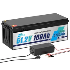 51.2V 100Ah LiFePO4 Lithium Battery 200A BMS 10240W Trolling Motor Golf Cart