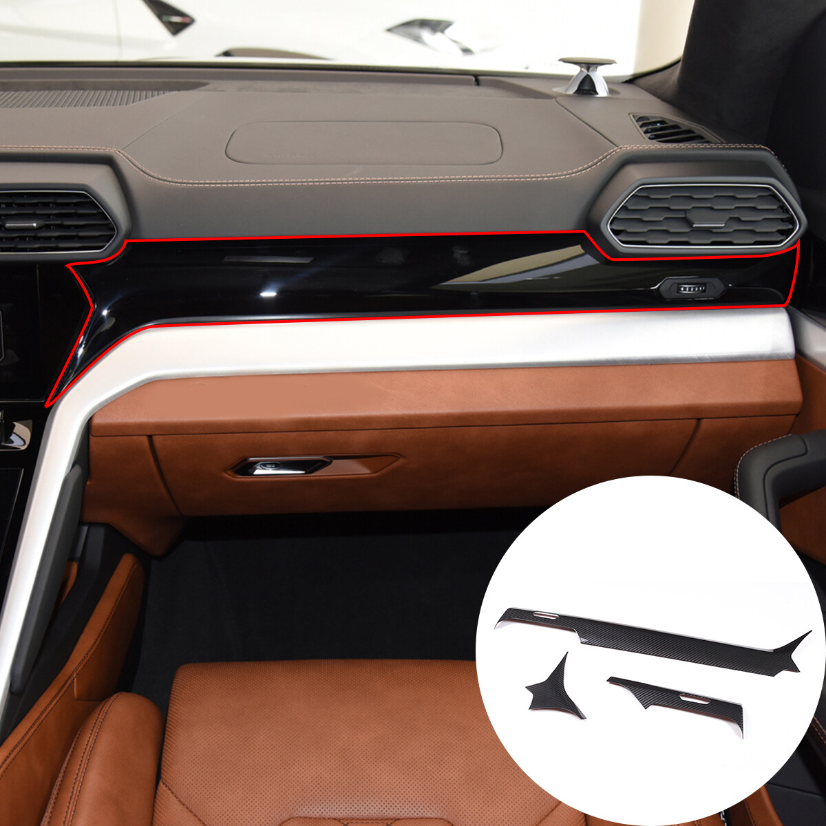 Real Carbon Fiber Dashboard Panel Trim Cover For Lamborghini URUS 2018-2023
