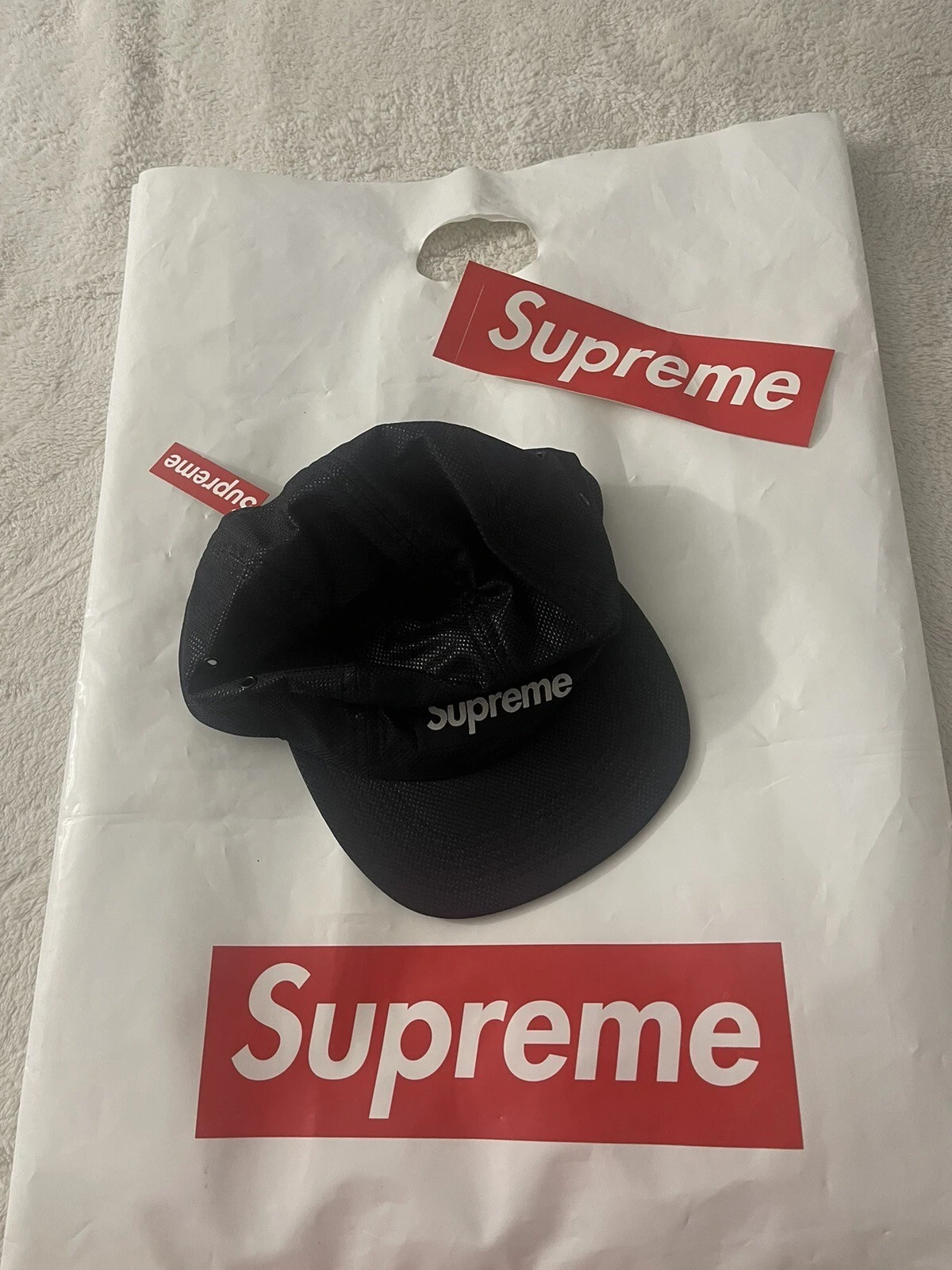 Supreme Bonded Mesh Camp Cap Black Orange Magenta F/W 17