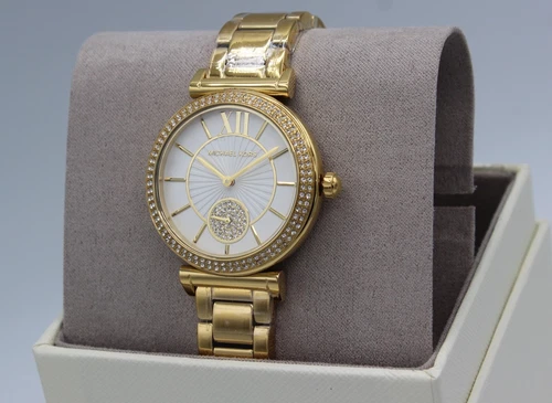 NEW AUTHENTIC MICHAEL KORS ABBEY GOLD CRYSTALS WOMEN'S MK4615 WATCH