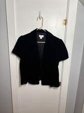 Ann Taylor Loft NY Black Rayon Silk Blend Designer Women's Blazer SZ 12 EUC
