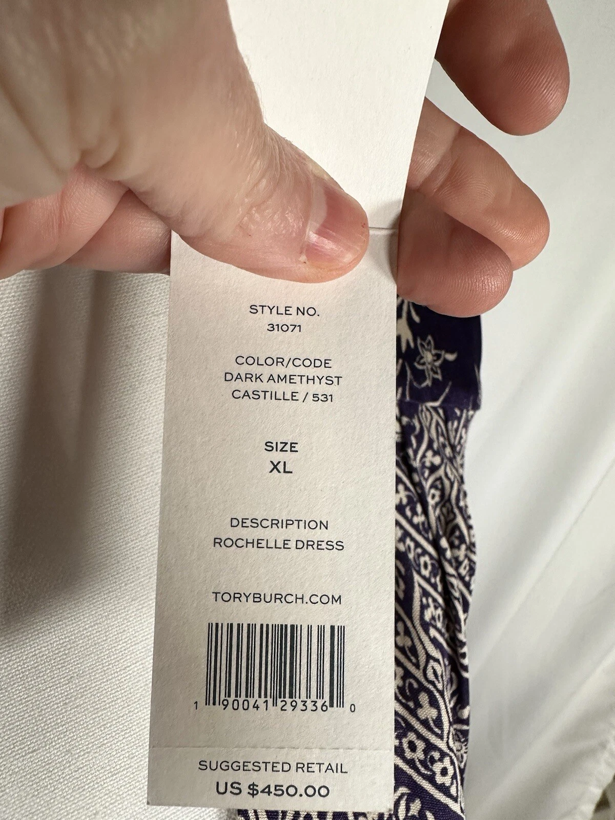 Abito nuovo con etichette Tory Burch misto seta viola e avorio taglia XL Bohemian Rochelle