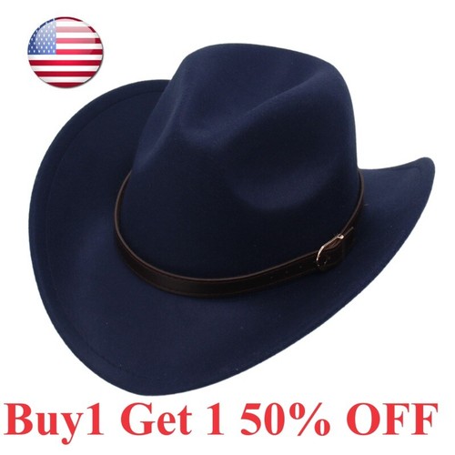 Cowboy hat western Felt Fedora Panama Jazz Cap for men women SOMBRERO VAQUERO - Picture 2 of 11