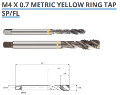 SPIRAL NUTENGEWINDEBOHRER M4 x 0,7 HSS-E M42 6H GELBER RING DIN371 TM17160400 EUROPA WERKZEUG