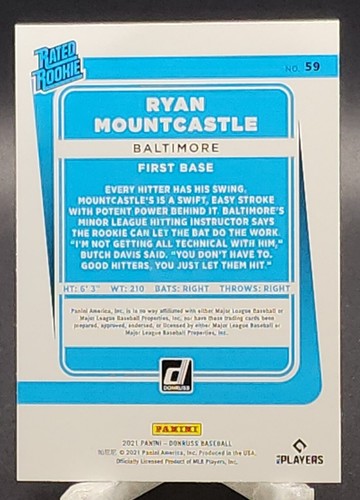 2021 novato clasificación Panini Donruss Ryan Mountcastle holo azul #59 - Imagen 2 de 2
