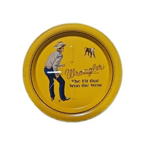 Slight Off Wrangler Jeans Cowboy Tin Ashtray Tip Tray Sign Western Wear Fashion