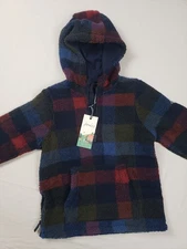 Joules Red Checkered Quater Zip Fleece Pullover Ages 7- 9 50.5 Inches In Height