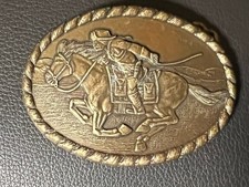 PONY EXPRESS RIDER BELT BUCKLE Mervyns 1981 Commemorative Buckle