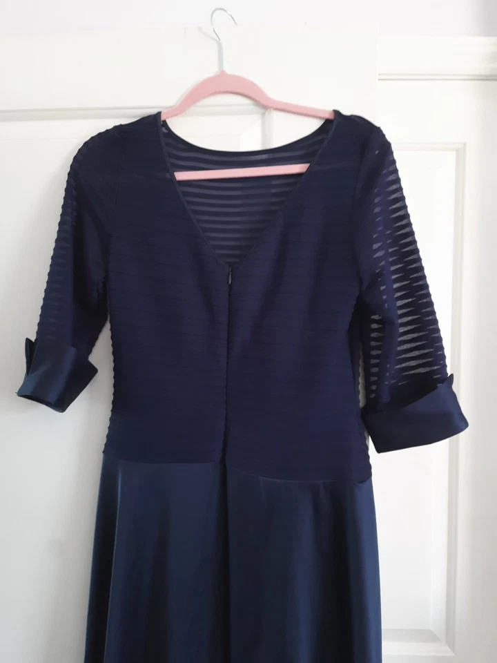 Prom/Bridesmaid/Ballgown Long Navy Size 12 With Slip Stiched Inside, Satin Feel - Image 3 of 4