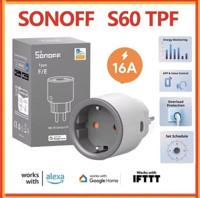 SONOFF S60 TPF - 16A Smart WiFi Socket with Consumption Monitoring | Alexa, Google H