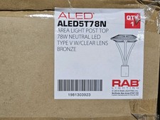 Rab Aled5t78n - 78 Watt - Led - Post Top Light Fixture - Bronze - New In Box