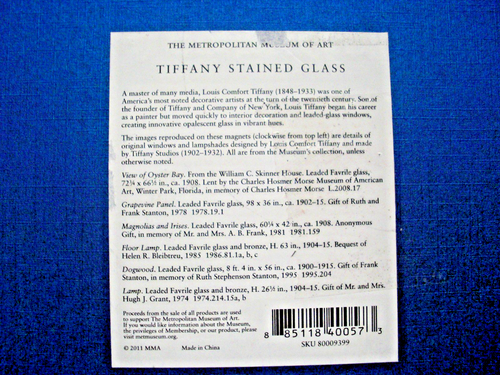 Metropolitan Museum of Art - 6 Tiffany Stained Glass Magnets - MAKE OFFER! - Picture 2 of 4