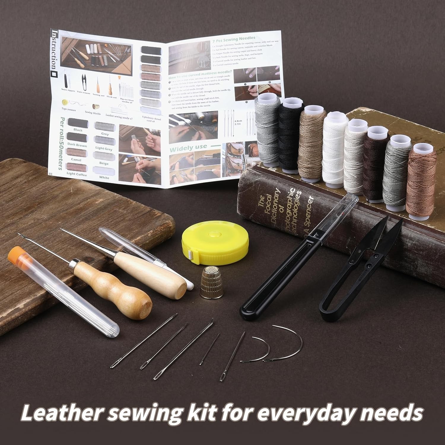 BAGERLA Upholstery Repair Sewing Kit Heavy Duty with Awl 8 colors 