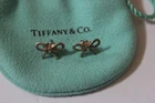 Tiffany & Co. 925 Sterling Silver  Bow Ribbon Stud Earrings