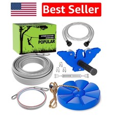 65FT Zip Line Kit with Steel Trolley Brake - Backyard Entertainment
