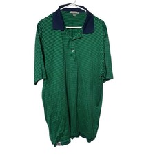 Peter Millar Polo Shirt Mens XXL Green Blue Striped Short Sleeve Golf Preppy