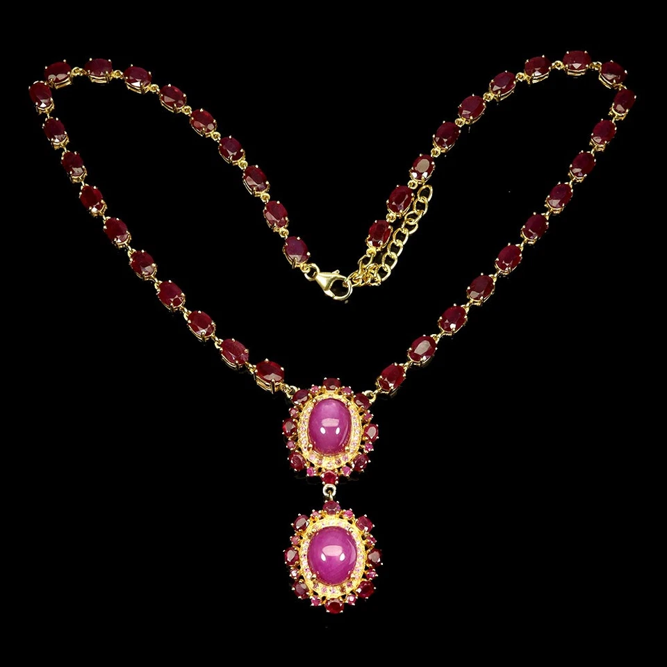 Collar de plata de ley 925 rubí ovalado 15x11 mm joyas de piedras preciosas naturales 17 pulgadas Foto 2 de 4