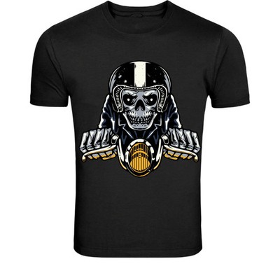 Skull Motorcycle Rider T-Shirt - Dark Biker Graphic Tee