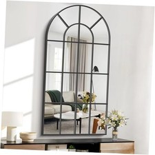 Arched Mirror, 30x60 inch Window Pane Mirrors for Wall Decor, 30"L x 60"W Black