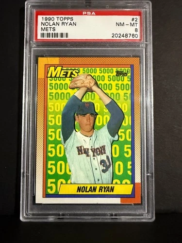 Nolan Ryan 1990 Topps # 2 Mets PSA 8 graded 5000 Ks