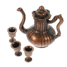 Mini Tea Set Miniature Doll House Accessories Metal Alloy Mini Teapot Cups