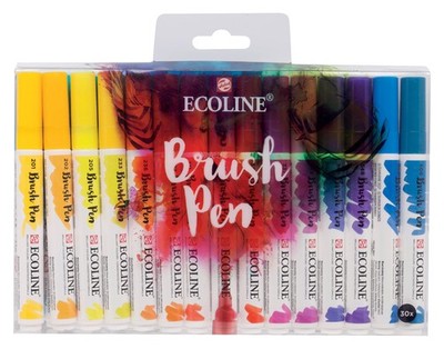 Brush Pen Set of 30 Liquid Watercolour Pencils - Basic Tones | Mixable Brush ...