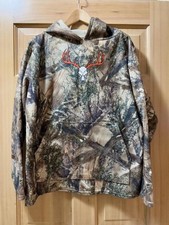 Vintage Camo Fleece Hoodie with Front Pocket, Made in the USA, Size Medium