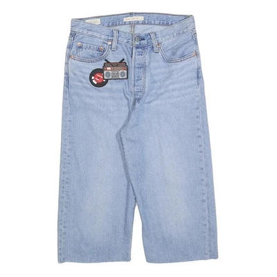 LEVI'S Shorts Femme Bleu Mélange Coton Casual S W29 Graphiques Vinyle - Photo 1/4