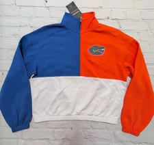 NEW Womens Medium NCAA Florida Gators Sweatshirt 1/4 Zip Cropped Length