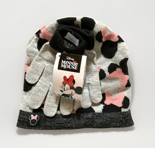 NEW Disney Minnie Mouse 2pc Girls' One Size Winter Beanie Cap  Gloves Set