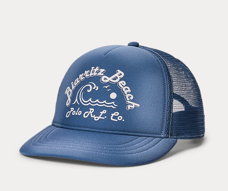Polo Ralph Lauren Biarritz Beach Foam Trucker Cap Hat Adjustable Blue France