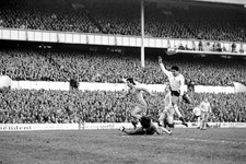Coventry City goalkeeper Les Sealey dives in vain as Tottenham Hot- Old Photo