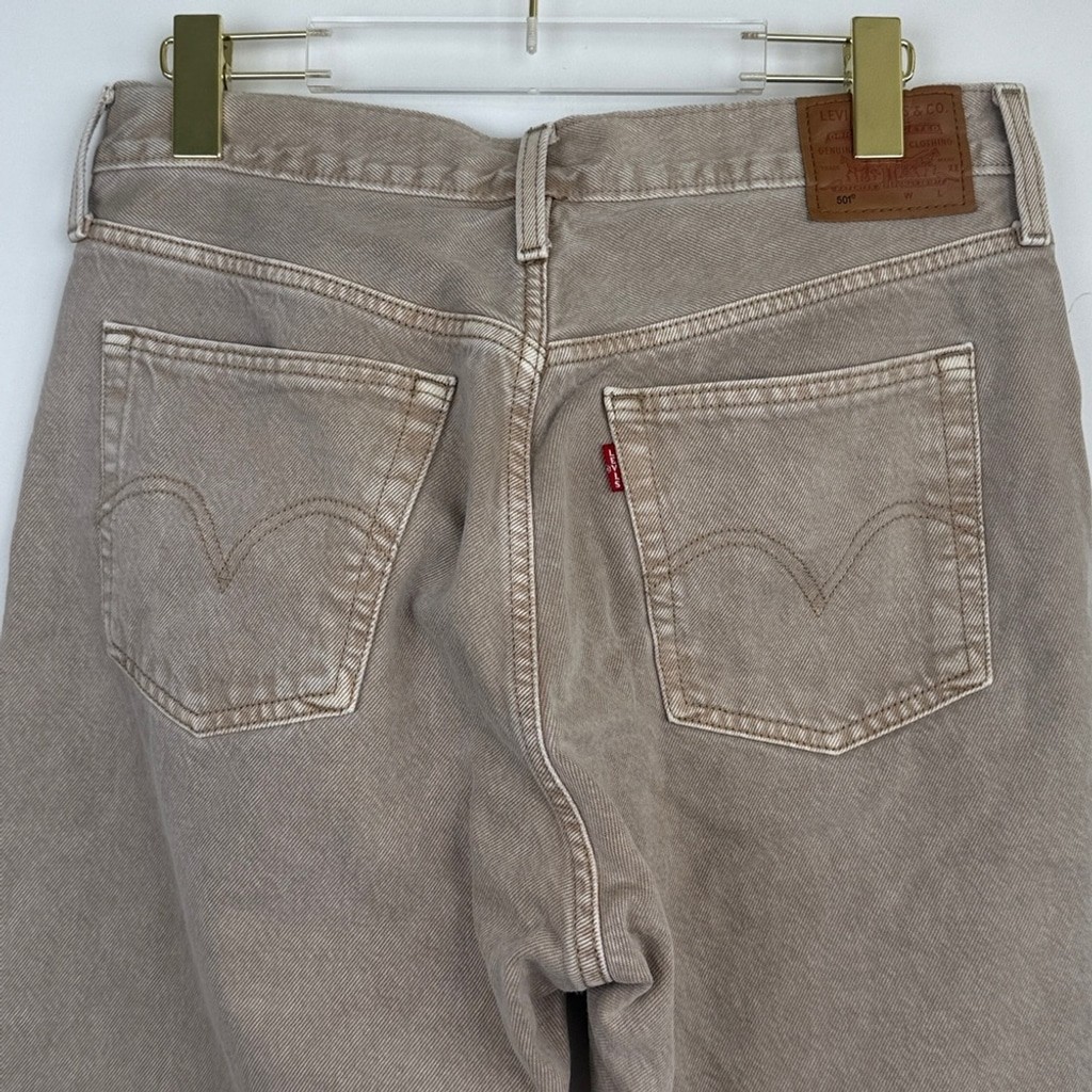 Levi’s 501 Button Fly Straight Leg Jeans in You’re Not Welcome Beige Size 30 image 7
