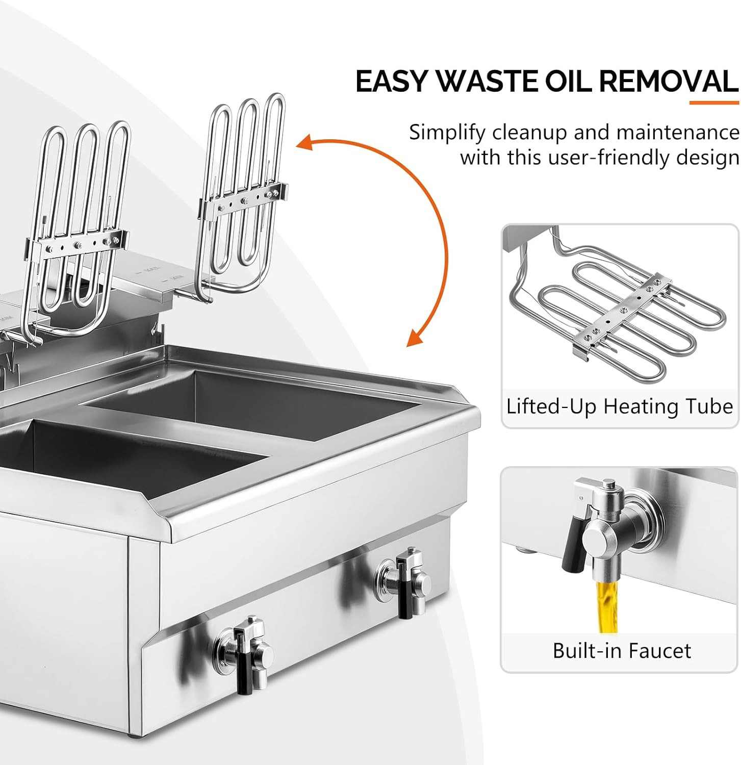 24.9QT Electric Deep Fryer W/Frying Baskets Timer Drains & Lids, Dual Tank Kitch
