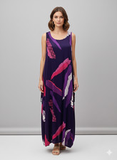 Womens Plus Size Curve Bubble Dress Abstract Print  Pocket Maxi Free Size -  P32