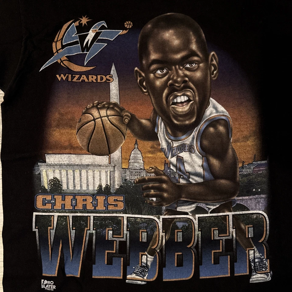 Camisa Caricatura Chris Webber Jugador Profesional NBA De Colección Años 90 Jugador Profesional Washington Wizards Talla L Foto 2 de 4