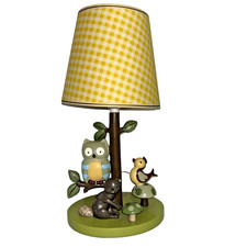 Lambs  Ivy Woodland Nursery Lamp Owl Bird Beaver Mushrooms Hand Painted