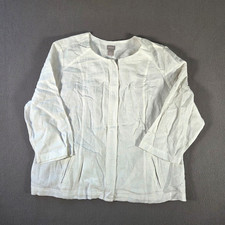 Chicos Jacket Womens 3 White Linen Full Zip Lightweight Coastal Lagenlock